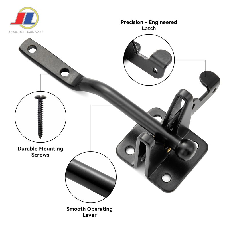 Gravity Gate Latch, Self-Locking Fence Latch, Black