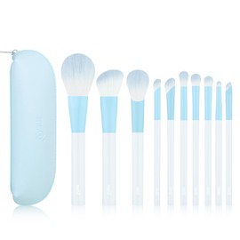 MSQ Makeup Brushes Set of 10 Loose Powder Brushes Super Soft Fur Concealer Brush Real Eye Shadow Brush Full Set of Brushes Eyeliner Brushes Blue Bubble Series Details Show Natural Makeup Transparent