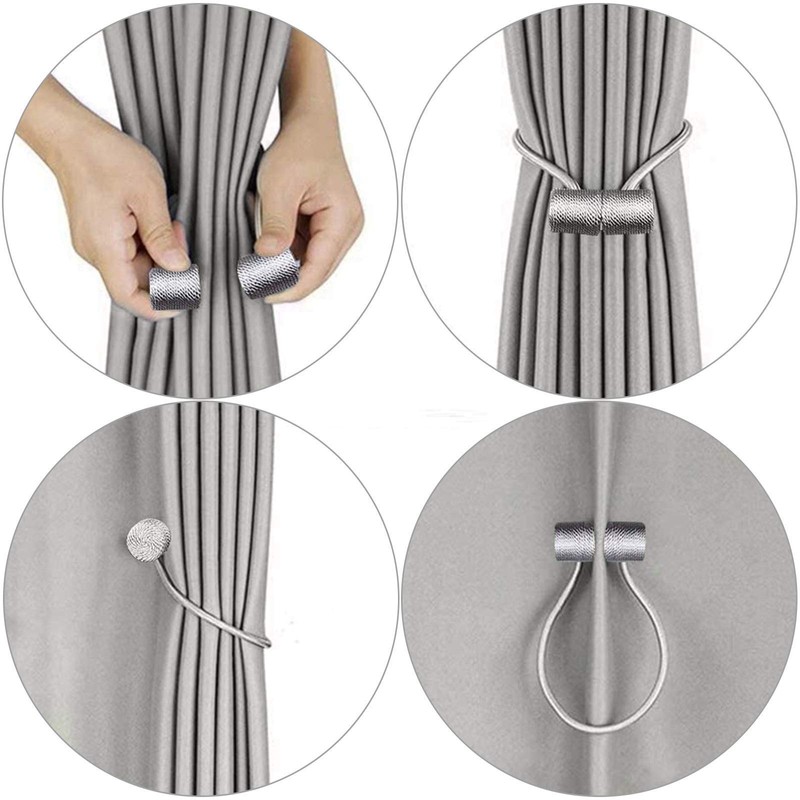 Magnetic Curtain Tiebacks Black Pack of 2, Curtain Tiebacks Buckles