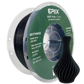 EPAX PLA+ Filament 1.75mm, Fast PLA Plus 3D Printer Filament, High Speed 3D Printing Filament, Dimensional Accuracy +/- 0.03 mm, 1KG Spool (Black)