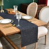 Reversible Double Layer Table Runner Faux Linen Fabric Charcoal Table