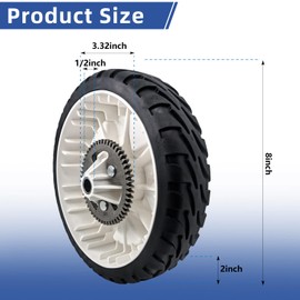 2 Pack 137-4835 8" Rear Drive Wheel Assembly Replaces Toro 119-3822 Compatible with Toro for 55cm 22in Recycler Lawn Mowers 20332 20333 20334 20337 20372 20373 20374 20955 20958 21762 21763 21764