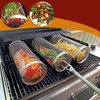 2PCS BBQ Net Tube Stainless Steel Barbecue Grill Basket Rolling