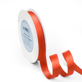 Double Faced Autumn Orange Satin Ribbon, 5/8" x 50 Yards Ribbons, Perfect for Crafts, Wedding Decor, Bow Making, Sewing, Gift Package Wrapping and More