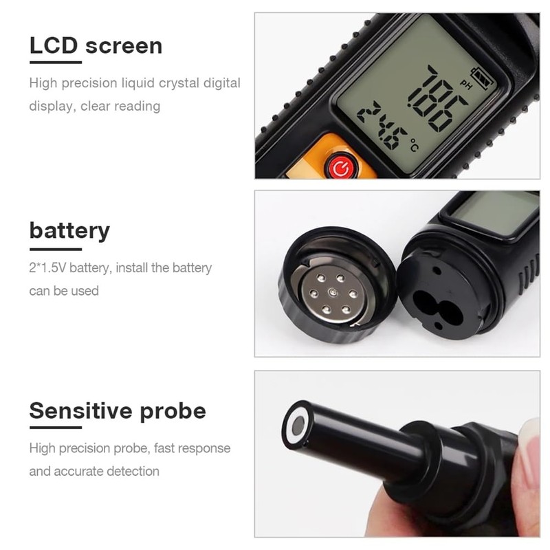 Snblzhef Digital Food PH Meter 0.00-14.00 Digital Acidity Tester for