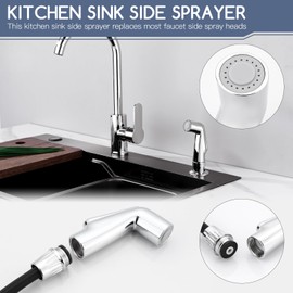 Kitchen Sink Sprayer Replacement, Universal Sink Side Sprayer Head, Kitchen Sink Faucet Sprayer Head, Sink Sprayer Attachment Compatible with Delta, Moen, Kohler (Chrome)