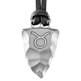 Element of Gods Titanium Thumb Wedge Zodiac Sign Taurus Pendant with Leather Cord in Black, Titanium, No Gemstone