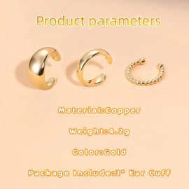 QKEOISUD Exquisite Ear Cuff Earrings Without Ear Hole,Versatile and Trendy Helix Cartilage Clip On Wrap Earring Fake Earrings, Birthday Valentine's Day Anniversary Jewelry Gifts for Women(Gold)