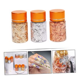 FRCOLOR Shiny Gold Foil Flakes for Nail Art 3g Each Glitter Nail Art Chrome Powder