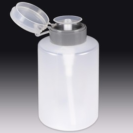 12oz Gray Push-Down Dispenser Bottle - 1 Bottle - Empty Refillable Pump Bottle for Nail Polish Remover Liquid Lotion Cream