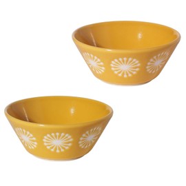 Minoru Pottery Mino Ware Moco 105 Pack Bowl, Yellow, Set of 2