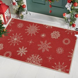 Haperlare Christmas Decorative Doormat 20x32 Snowflake Welcome Mat Merry Christmas Entrance Doormat Non Slip Doormat for Indoor Outdoor Living Room, 20" x 32"