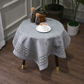 Linen Tablecloth Beautiful Laser Cut Patterned Tablecloths Are Suitable for Indoor and Outdoor Events (Grey-1, 85 x 85 cm)