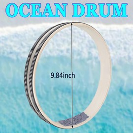 10 inch Ocean Drum with built in Night Shining Beads. Musical Instrument, Percussion, Sea Wave Drum for Meditation and Relaxation, Wave Bead Hand Drum, Sea Drum (Beige)