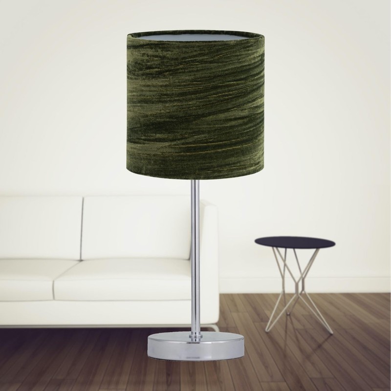 firstchoicelighting Set of 2 Green Crushed Velvet Table Lamp Shades,