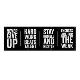 Motivational Quotes Banner - Home Gym Decor - Large Quote Wall Art - Weightlifting Fitness (36 x 12 Inches)
