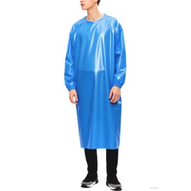 SUJAN Heavy-Duty Waterproof Work Apron Extreme Low-Temp Resistant Elastic Sleeves & Adjustable Back Tie for Seafood Industry