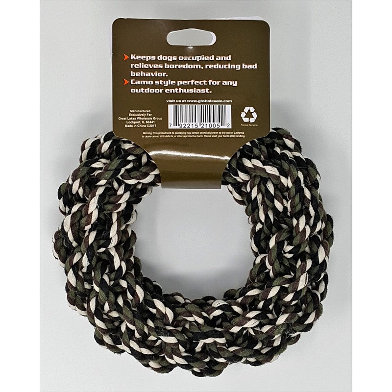 GLS Jumbo Braided Camo Rope Dog Toy, Heavy Duty Rope