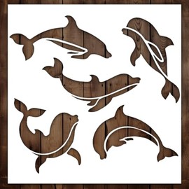Dolphin Stencil | Reusable Ocean Animals Sea Creatures Stencils for Painting on Wood, Glass, Wall, Rock, Fabric, Walls, Canvas, Glassware | Dolphins Stencil Template