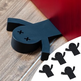 4-Pack Decorative Door Stoppers for Bottom of Door-Fun Cute Door Stop Cute Door Stopper-Black Door Stops for Bottom of Door-Large Doorstops Wedge-1-Inch High-Heavy Duty Door Stopper Wedge 'Flat Mates'