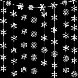 10 Sets Snowflake Hanging Garland White Snowflakes Decorations Winter Birthday Party Supplies Decorations, 120 Pieces