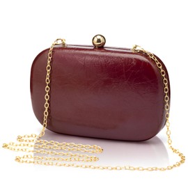 CARIEDO Evening Clutch Bag Solid Color PU Leather Formal Handbag Suitable for Wedding/Prom/Black Tie Events, 991-maroon