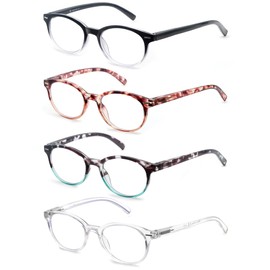 OLOMEE Blue Light Blocking Reading Glasses Women +3.00 Ladies Small Round Readers Blue Ray Circular Cheaters for Small Head/Face Black/Clear/Tortoise Shell 4 Pack