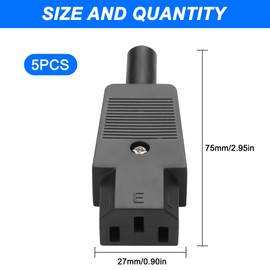 MEIRIYFA 3-Pin Inlet Power Plug Socket Connectors,IEC320 AC 250V 10A C14 Three-Hole Female for PDU Cabinets Industrial Engineering Dedicated (5PCS）(C13 Female)
