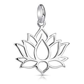 Materia Lotus Flower Necklace - 925 Silver Lotus Flower Pendant with Necklace - For Women & Girls with Gift Box, Silver