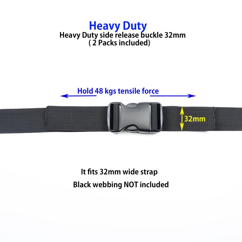 Ahijklmn Plastic Side Release Buckle Clips 32mm Heavy Duty Plastic