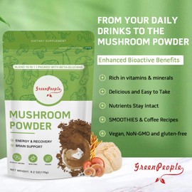 GREENPEOPLE Mushroom Powder Mushroom Supplement - 60 Servings Mushroom Supplement 2pack