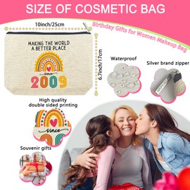 ancpeany Sweet 16 Gifts for Girls Makeup Bag, Sweet Sixteen Gifts for 16 Year Old Girl, 2009 Cool 16th Birthday Decorations for Teenage Girls Gift Ideas, Sister, Daughter, Cosmetic Travel Pouch