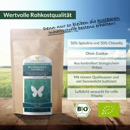 500 g Organic Spirulina & Chlorella Pellets, 1000 Tablets 500 mg, 100% Natural, Residue Controlled, Cultivated and Produced According to EU Eco Standard, Raw Food Quality, No Additives (500 g)