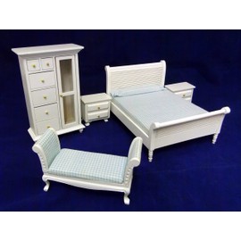 Dollhouse Miniature 1:12 Scale 5 Pc White Bedroom SET #T0132