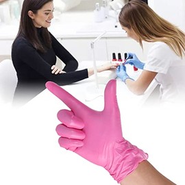 100 Guantes de Nitrilo Rosa Resistentes Al Desgaste, Alta Resistencia a la Tracción, Multiusos para Limpieza, Preparación de Alimentos, Tatuajes, Guan