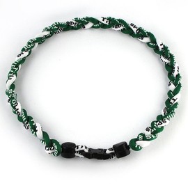 MapofBeauty 18" Three Braided Rope Sport Tornado Necklace (Green/White)