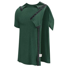 Poriff Men Shoulder Surgery Shirt Chemo Therapy Shirts Accessories Adaptive Clothing Port Access Snap Clothes for Arm Broken Recovery Injury