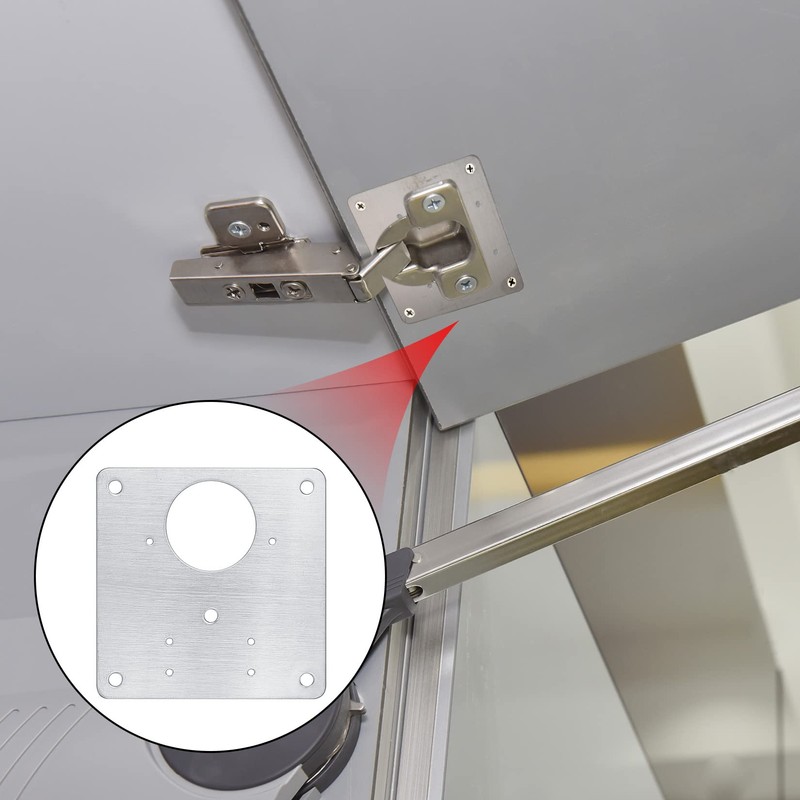 2 Pcs Stainless Steel Hinge Repair Plates with 16 Screws