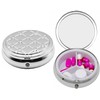 Set of 2 Circular Embossed Triple-Compartment Pocket Purse Pill Box