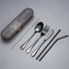Portable Utensils Set with Case, 4pcs Stainless Steel Reusable Silverware
