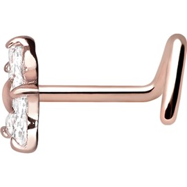 PIERCINGLINE 750 Gold Nose Piercing Spiral | 18 Carat | Crystal Flower | Piercing Nose Stud | Choice of Colours, Rose Gold, Cubic Zirconia