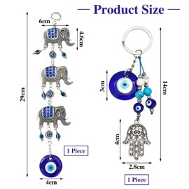 VEHYEGOI 1 Piece Of Evil Eye Elephant Pendant, 1 Piece Of Evil Eye Palm Keychain, Elephant Jewelry, Elephant Garden Decoration, Evil Eye Car Hanging, Elephant Decoration