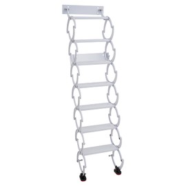 7 Steps Wall Mounted Attic Ladder, Folding Stairs Attic Ladder Pull Down System Metal Retractable Ladders Loft Extension Steps Stair for Garages, RV, Storehouse (White)