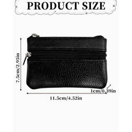 KGDUYC Key case, leather key case, men's leather key case, key bag, 2 zip compartments, leather key fob, car key fob with key case, black