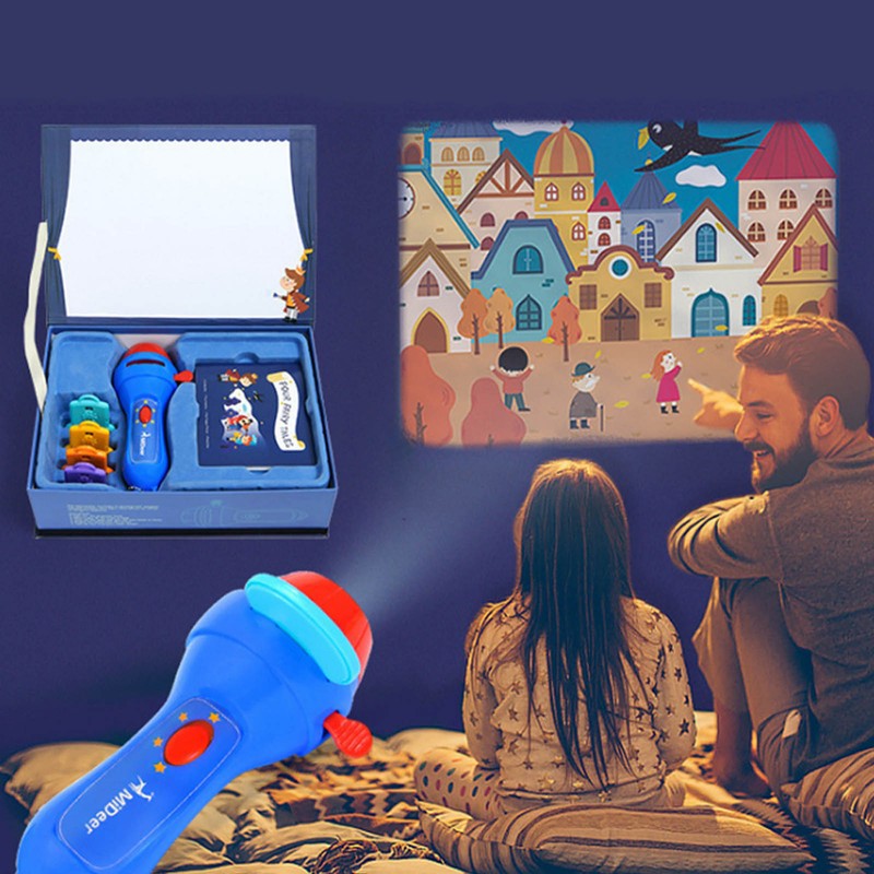 Mini Sleeping Story Telling Flashlight Projector Torch Educational Child Kid