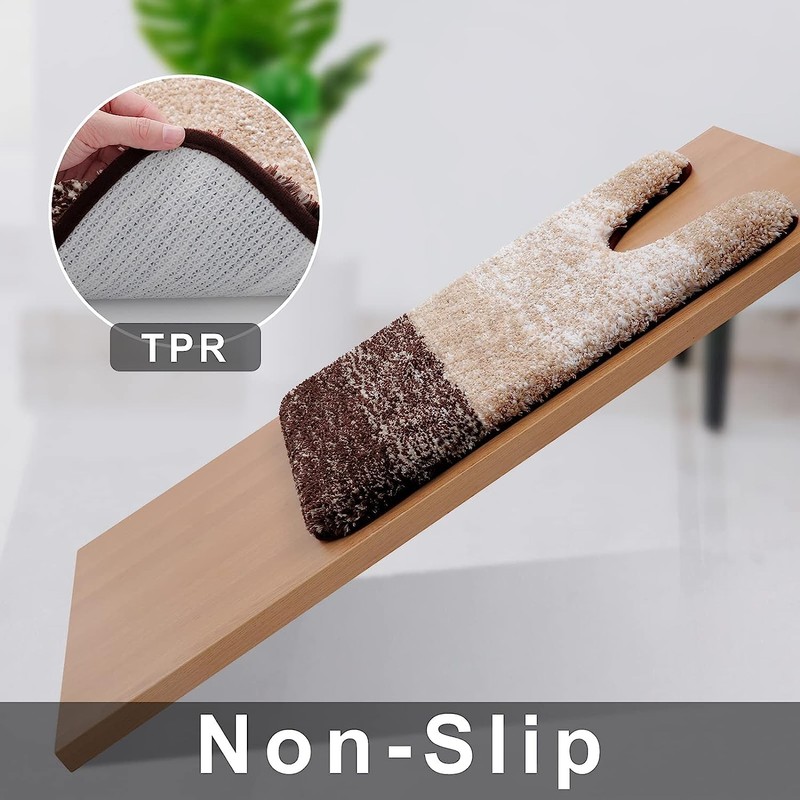 smiry Microfiber U-Shape Toilet Mat, Non-Slip Shaggy Soft Pedestal Mat