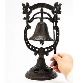 Sungmor Classic Cast Iron Tabletop Hand Bell Dinner Bell - Lovely Squirrel Shape Service Bell - Wrought Iron Rattle Table Ornaments - Perfect for Restaurant Bar Cafes