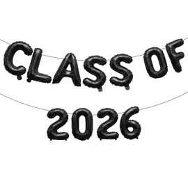 16 Inches CLASS OF 2026 Graduation Letter Balloons Banner for High School, College, Graduation Party Decorations, and Prom Ceremony Decor (Black)