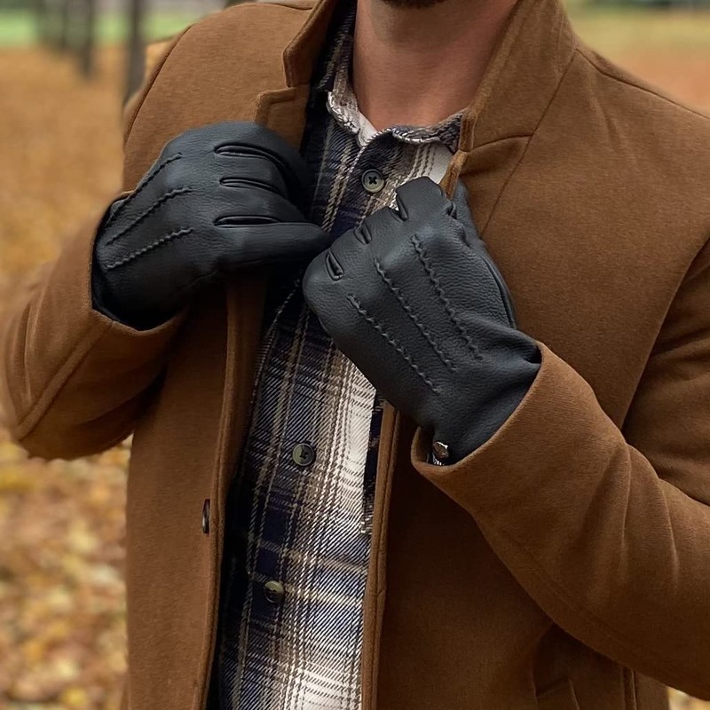Hand Gewand by Weikert Leather Deerskin Gloves with Cashmere Lining,
