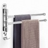 bowarepro 30CM 2-Arm Swivel Towel Rail, 304 Stainless Steel Kitchen Towel Rail Wall Mounted Chrome Swivel Towel Rack for Bathroom
